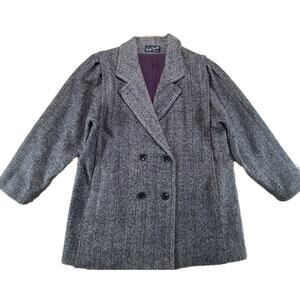 Vintage Lady Suzette Coat Wool Blend USA Union Made Fits L/XL Double Breasted